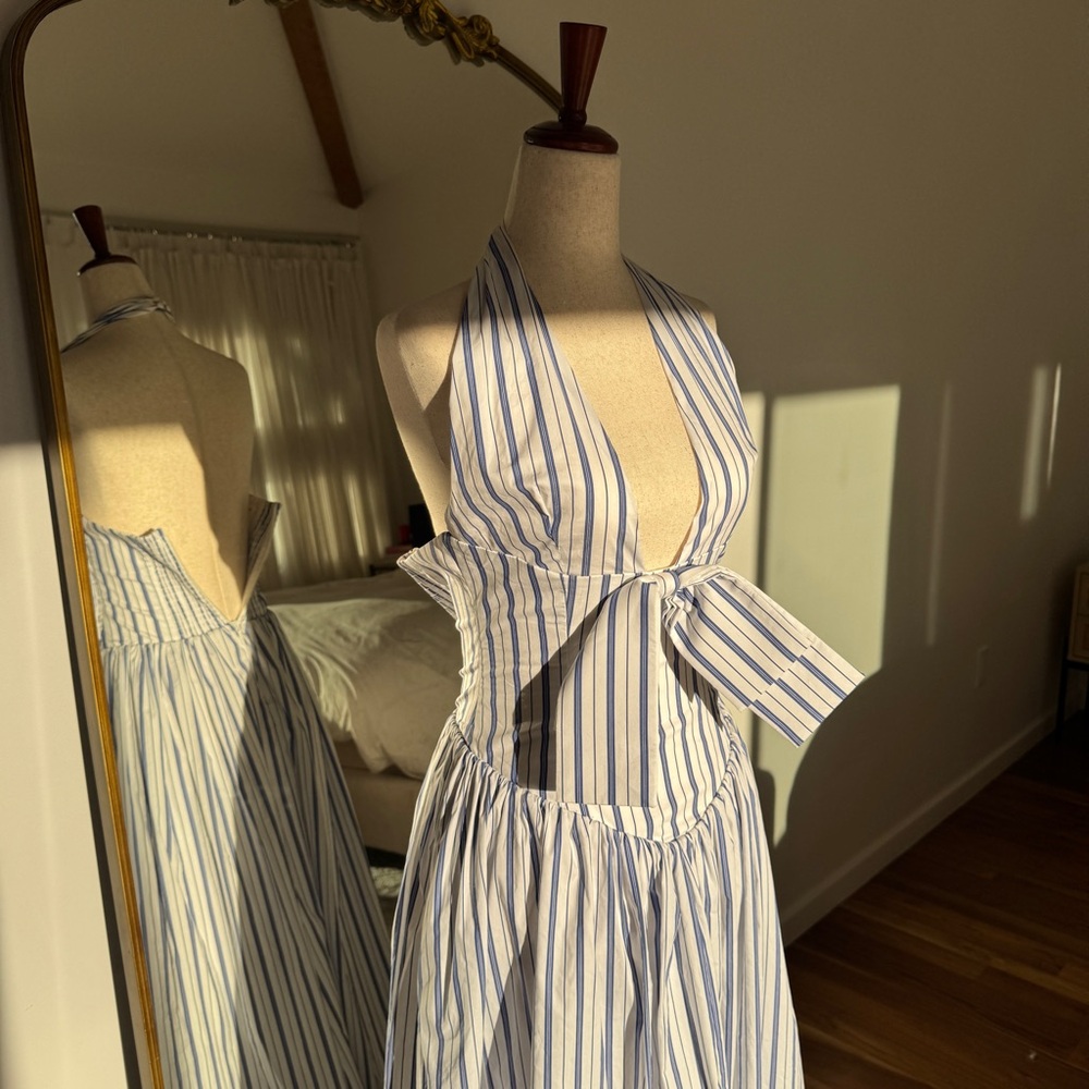 Mackenna Navy Stripe Halter Smock
Back Maxi Dress - Picture 3 of 8